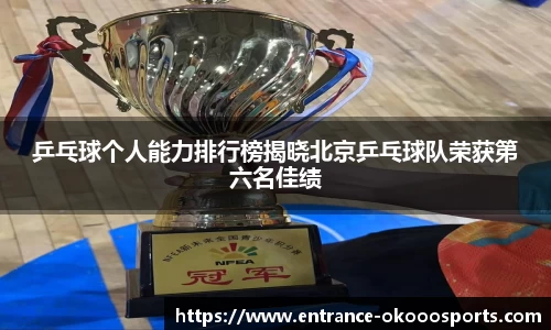 乒乓球个人能力排行榜揭晓北京乒乓球队荣获第六名佳绩